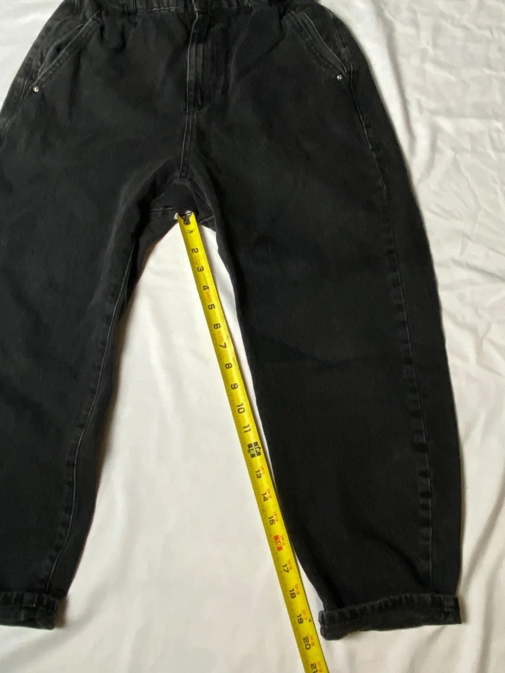 ZARA Black Paper-Bag Women's Jeans High Rise Stretch Waist Size 6